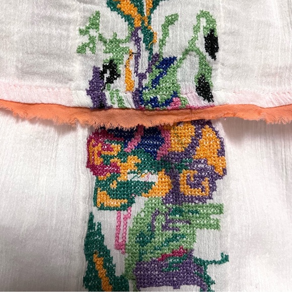 Free People Embroidered Mini Slip Dress Gauze White Crochet Beach Party XS Boho - Picture 7 of 14